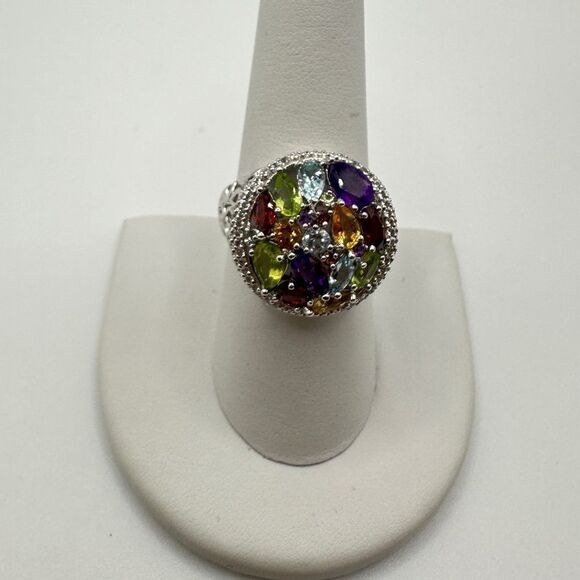 NWOT Multi gemstone cocktail ring in stamped sterling silver! - Picture 14 of 16